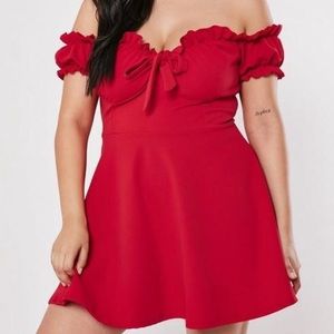 Missguided plus size red milk mais skater dress